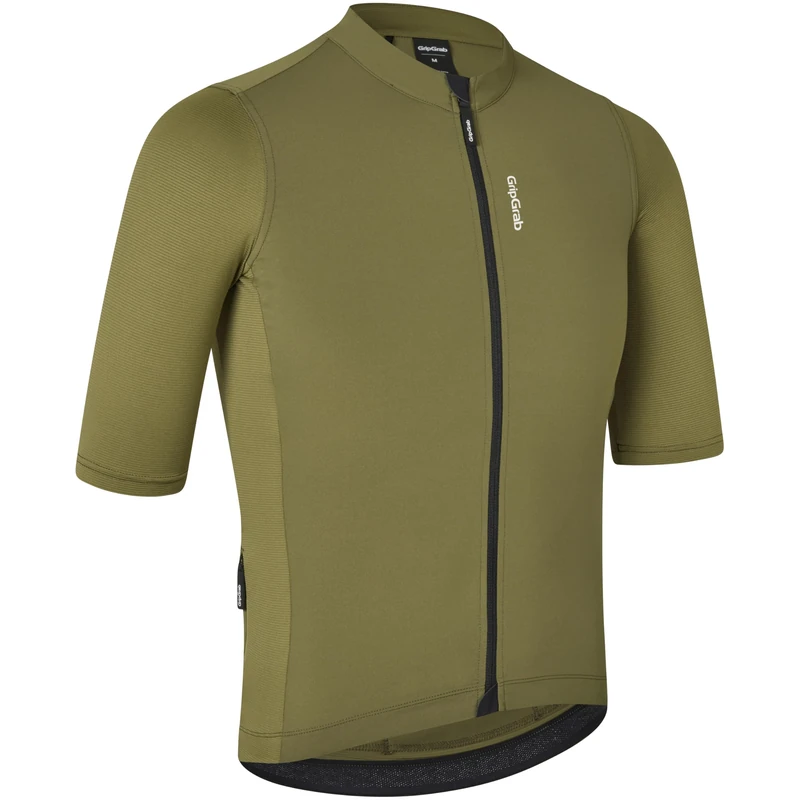 GripGrab Ride Short Sleeve Cycling Jersey Summer MTB Road Gravel Bike Men's Cycle Jersey Full Zip UPF Bicycle Clothing Men Olive Green