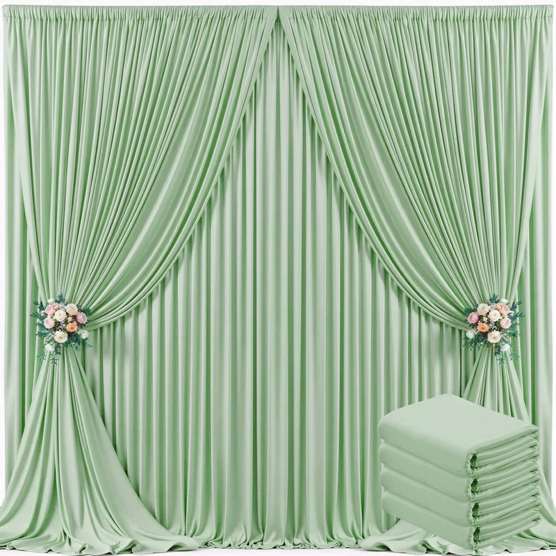 Suppromo 4 Panels Sage Green Backdrop Curtain for Wedding Baby Shower Wrinkle Free 20ft x 10ft Backdrop Drapes Panels for Parties Bridal Shower Birthday Photo Photography Fabric Background Decoration - Image 1