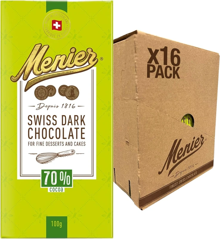 Menier Swiss Dark Cooking Chocolate, 100 g (Pack of 16)