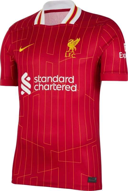 Nike Mens LFC Stad Hm T-Shirt, Gym Red/White/Chrome Yellow, L EU