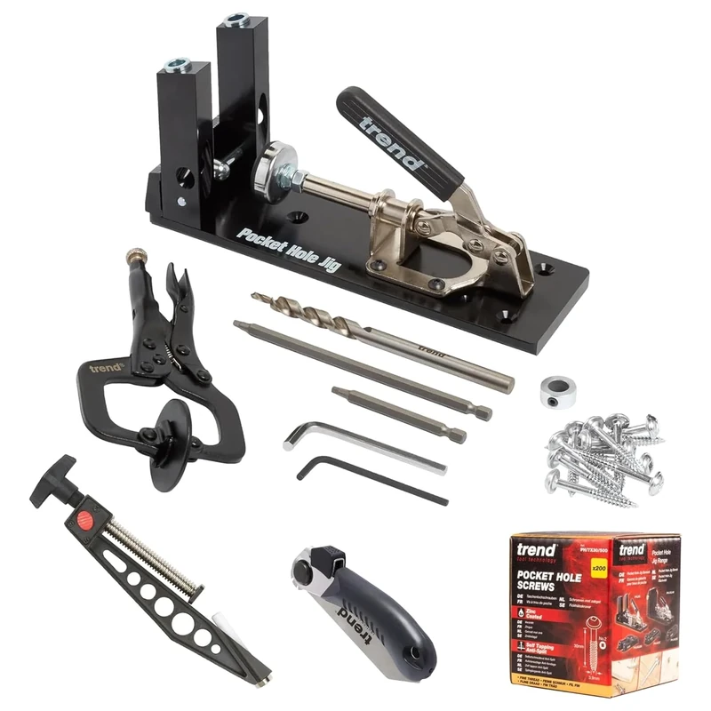 Trend Ultimate Pocket Hole Joinery Kit, Includes Pocket Hole Jig, Alignment Clamp, Flush Saw & Pocket Hole Screws, PH/JIG/SET1