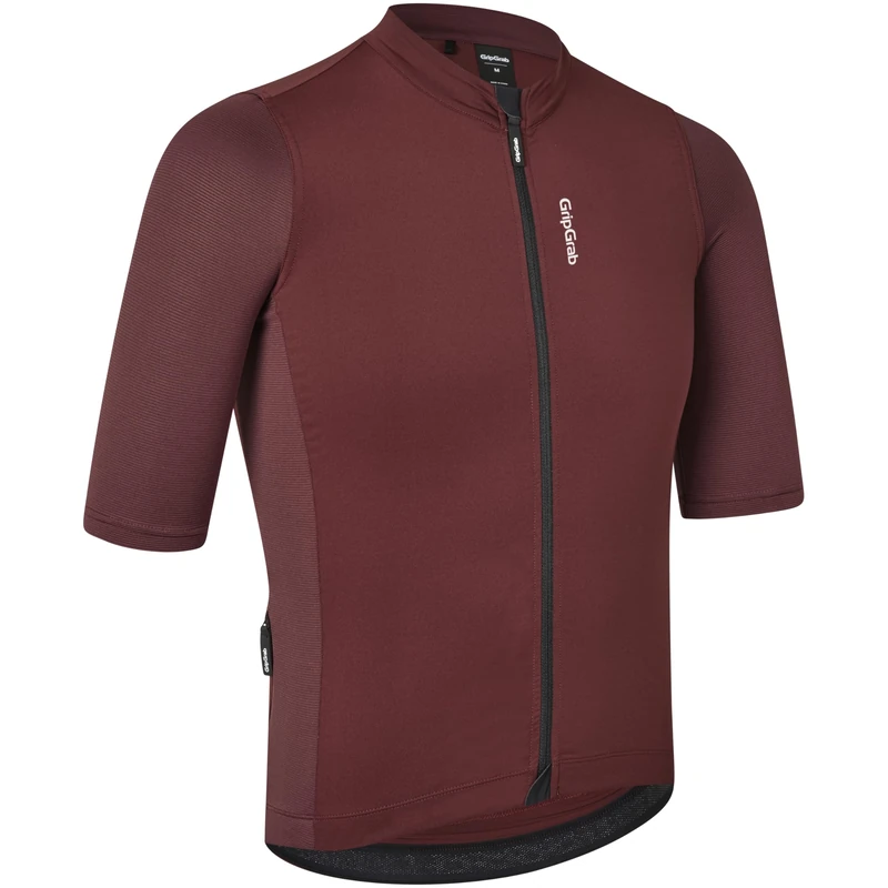 GripGrab Ride Short Sleeve Cycling Jersey Summer MTB Road Gravel Bike Men's Cycle Jersey Full Zip UPF Bicycle Clothing Men Dark Red