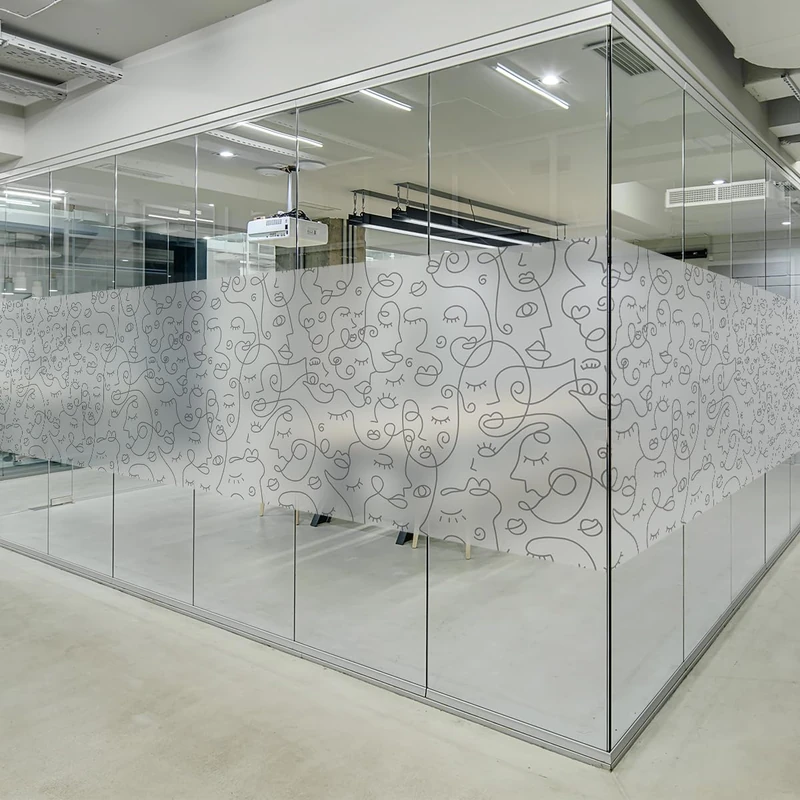 Ambiance Sticker Anti-Blackout Window Film Adhesive – Abstract Faces – Privacy Screen Sticker for Windows and Shower Doors XL – H40 x L200 cm