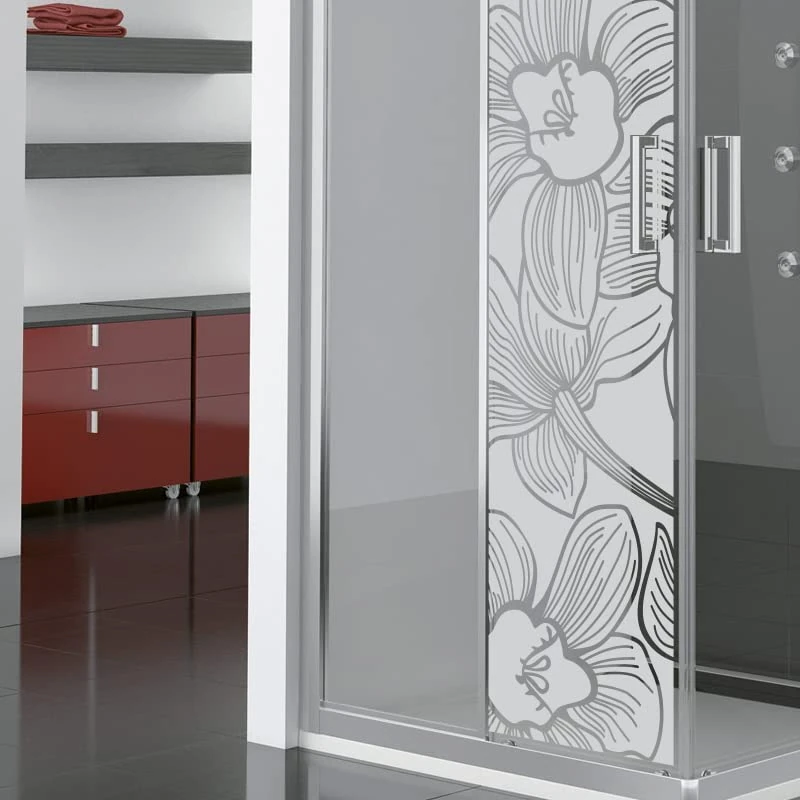 Ambiance Sticker Anti-Blackout Window Film – Self-Adhesive Privacy Screen for Glass and Shower Door | Orchid Flower – H55 x L185 cm