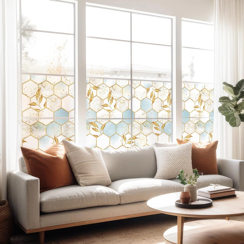 Ambiance Sticker Anti-Blackout Window Film Adhesive – Chic Honeycomb – Privacy Screen Sticker for Windows and Shower Doors XL – H40 x L200 cm - Image 1