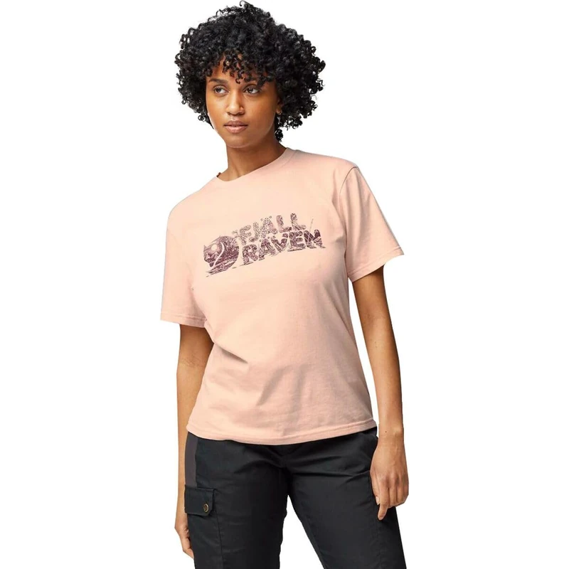 Fjallraven 14600165-302 Lush Logo T-Shirt W T-Shirt Women's Chalk Rose Size XS - Image 1