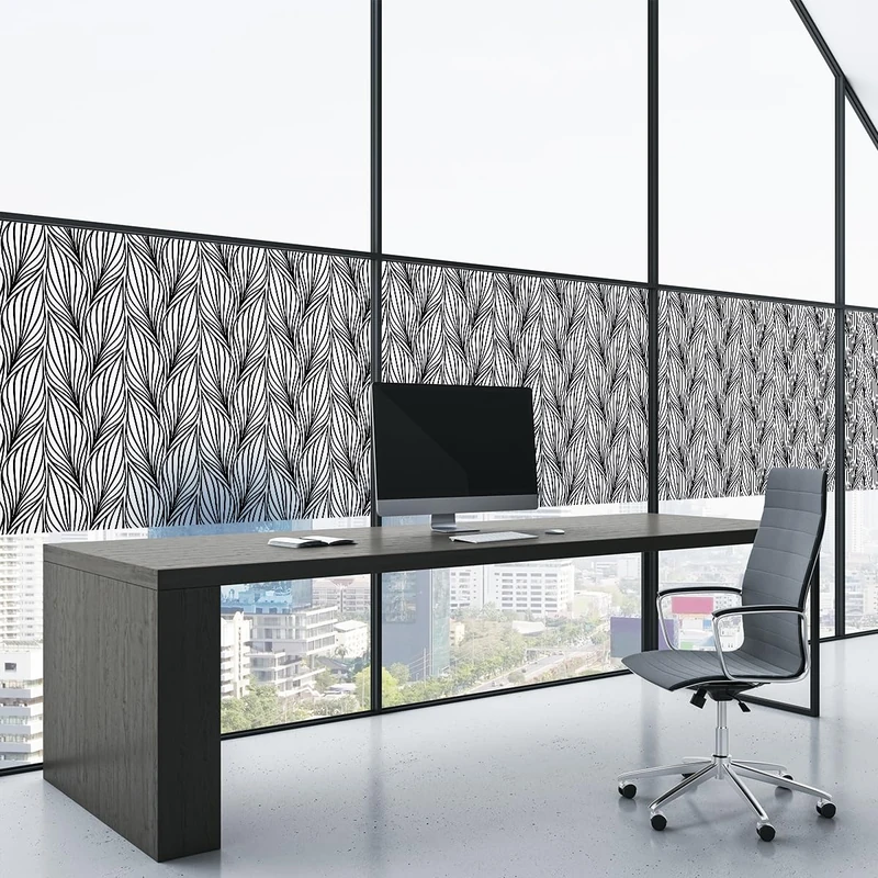 Ambiance Sticker Anti-Blackout Window Film Adhesive – Woven Leaves – Privacy Screen Sticker for Windows and Shower Doors XL – H40 x L200 cm