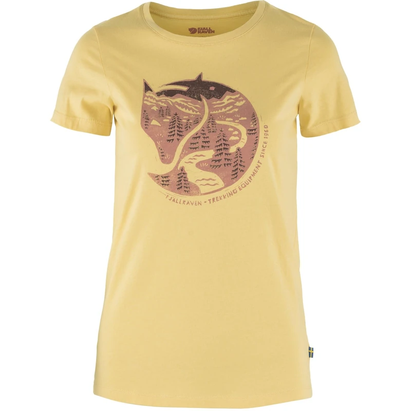 Fjallraven 89849-133 Arctic Fox Print T-Shirt W T-Shirt Women's Mais Yellow Size XS - Image 1