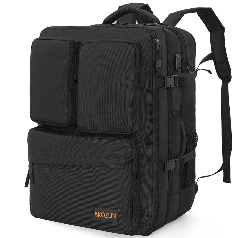 AKOZLIN DJ Mixer Travel Backpack 15"x9.8"x21.6" for DDJ FLX4 Controller DJ Lite SB 400 Multi-Pockets with USB Port for Two Equipments,Laptop,Vinyl Records,Cables Accessories, Black,