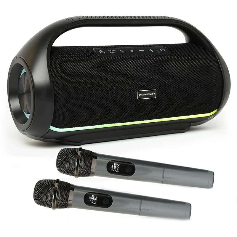 DYNASONIC S90 - Portable Bluetooth Speaker IPX7 Waterproof. Wireless Outdoor Speaker. Wireless Stereo. Powerful sound player with built-in LED lights. Micro-SD, USB.