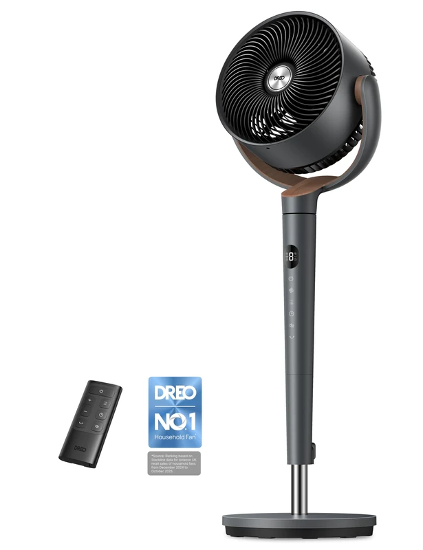 Dreo Fan for Bedroom, 120° Oscillating Standing Pedestal Fan, DC Motor, 80ft Air Circulator for Whole Room, 8 Speeds, 3 modes, 120° Manual Vertical Tilt, Quiet, 23dB, 35-40" Adjustable Height, Timer