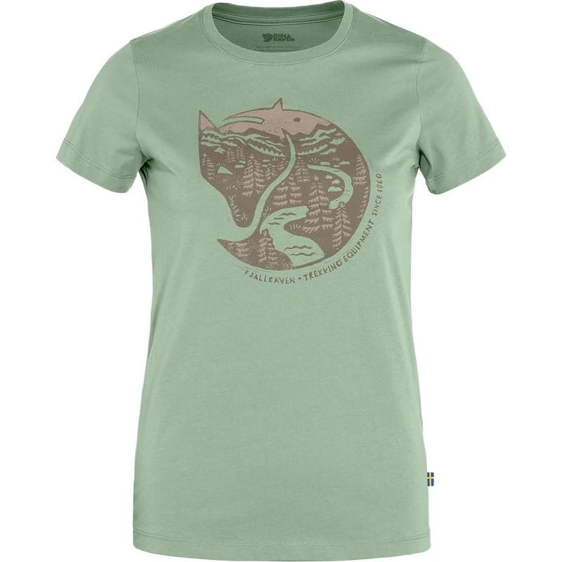 Fjallraven 89849-674 Arctic Fox Print T-Shirt W T-Shirt Women's Misty Green Size XXS - Image 1