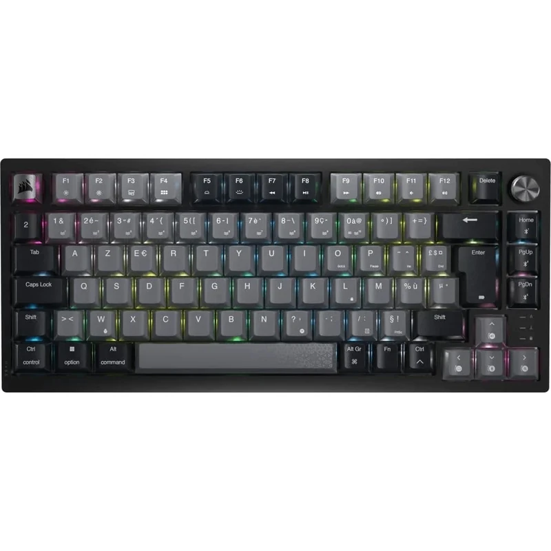 Corsair K65 Plus Wireless 75% RGB Hot Swappable Mechanical Gaming Keyboard - MLX Red Linear Switches Pre-Lubricated - PBT Keycaps - AZERTY FR - Black