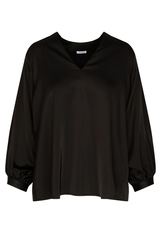 Seidensticker Women's Fashion Blouse - Tunic - Regular Fit - Easy to Iron - V-Neck - Long Sleeve - Stretch, Black, 14