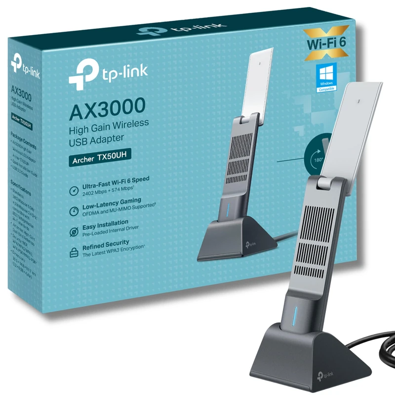 TP-Link Archer TX50UH AX3000 WiFi Dongle, WiFi 6 Dual Band Wireless, USB WiFi Adapter for PC, Broader Coverage, USB WiFi Dongle, Lower Latency&High Efficiency, USB3.0, Win10/11 Support, MU-MIMO, OFDMA - Image 1