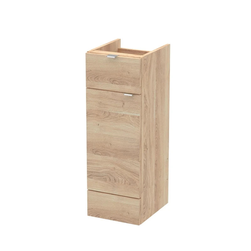 Hudson Reed OFF3022 Fusion Modern Bathroom Floor Standing Drawer Lined 1 Soft Close Door Unit, 300mm, Bleached Oak