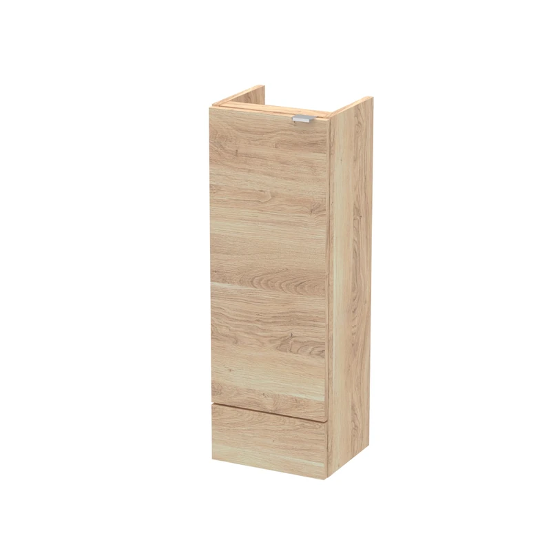 Hudson Reed OFF3081 Fusion Modern Bathroom Floor Standing 1 Soft Close Door Compact Base Unit, 300mm, Bleached Oak
