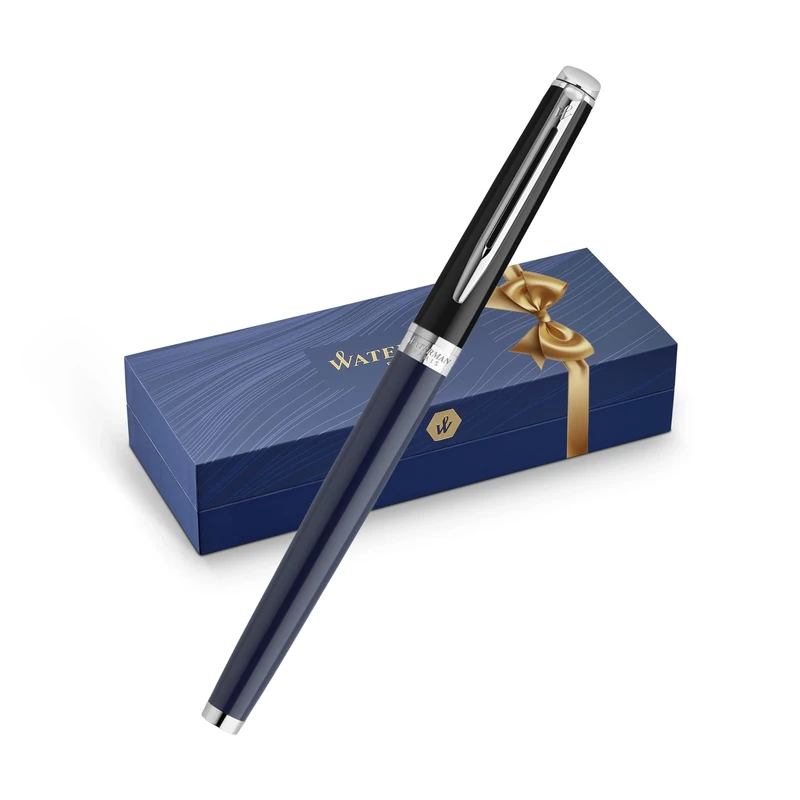 Waterman Hémisphère Rollerball Pen | Black & Blue Lacquer with Palladium Coated Trim | Fine Point | Black Ink | Gift Box