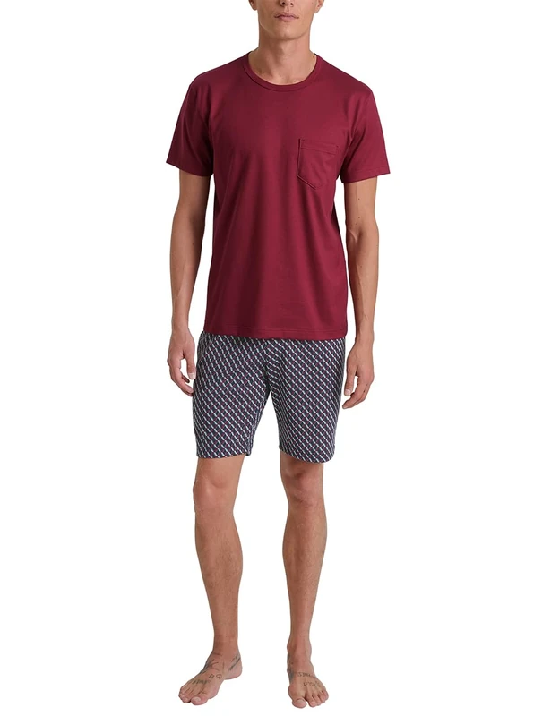 CALIDA Relax Imprint Men's Short Pyjamas, Made from 100% Cotton, Easy Care, Elastic and Dimensionally Stable, in Single Jersey, Mars Red, 40 - Image 1