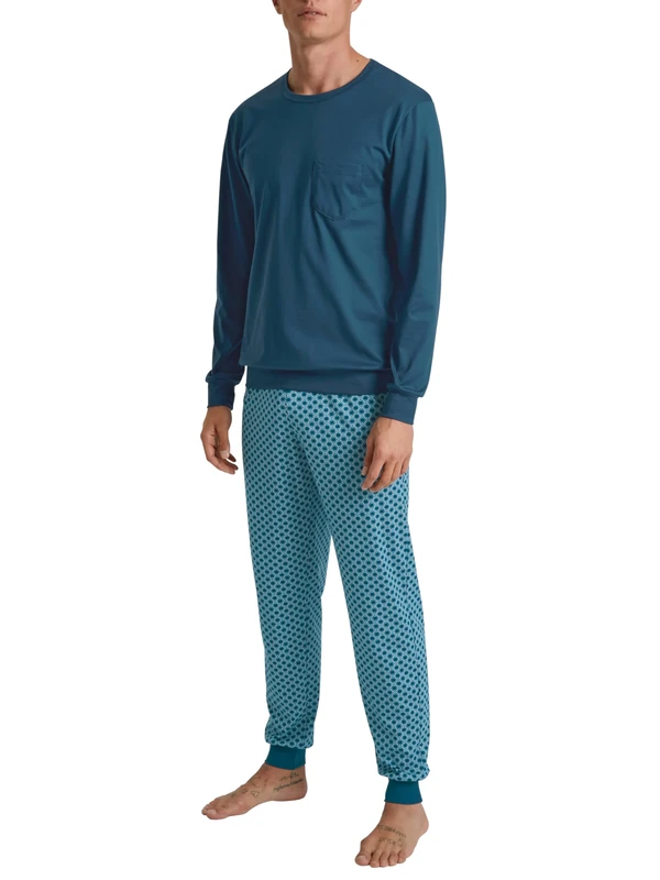 CALIDA Men's Relax Imprint Pajama Set, Opaque, Legion Blue, 58-60 (Pack of 2)