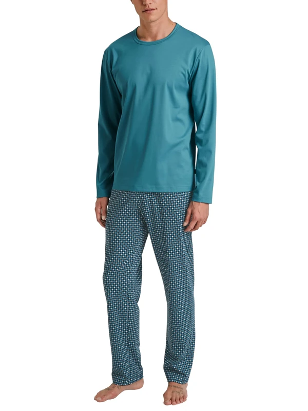 CALIDA Men's Relax Streamline Pajama Set, Opaque, Storm Blue, 58-60