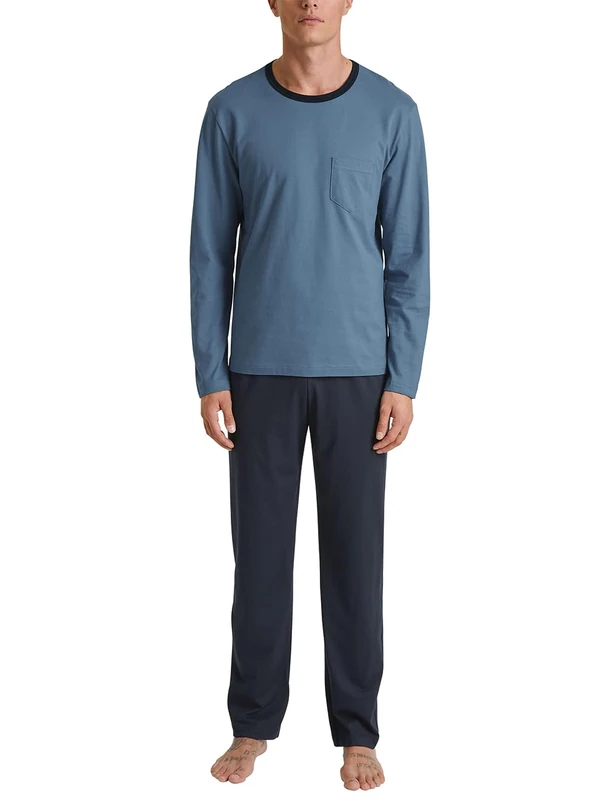 CALIDA Men's Relax Essentials Pajama Set, Coronet Blue, 40