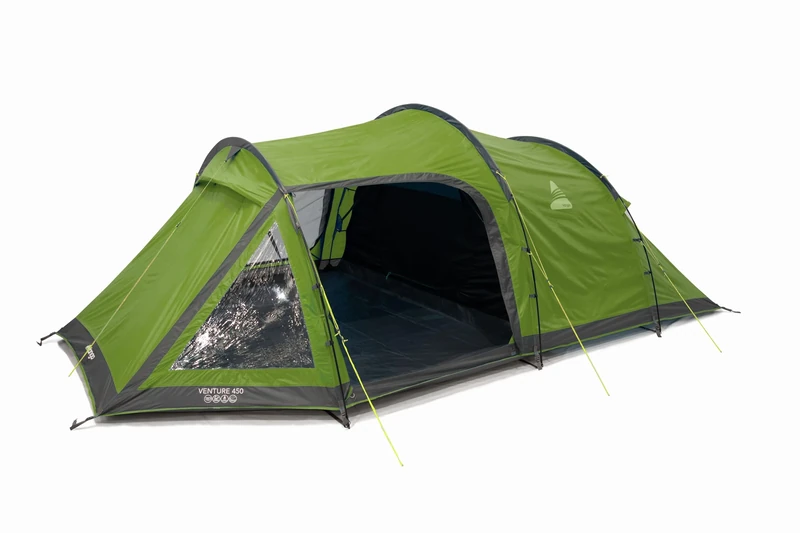 Vango Venture 450 4 ManTunnel Tent, Bedroom for 4 People with Large Porch Living Area, Ventilation and Windows, Waterproof, Camping