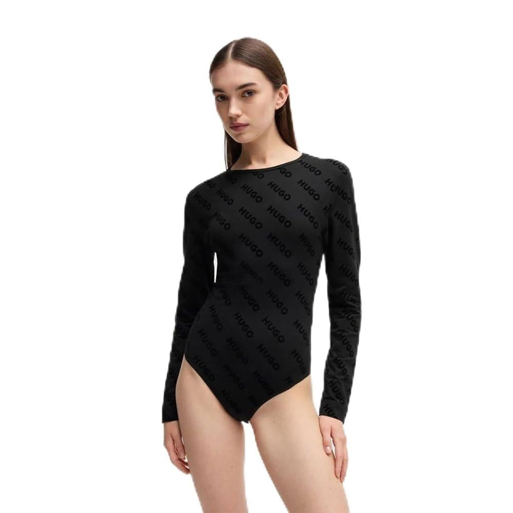HUGO Women's VLOCKY_Bodysuit Loungew_Longsleeve, Black2, L