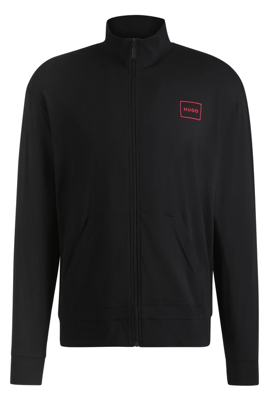 HUGO Mens Laze Zip Jacket Relaxed-fit stretch cotton jacket