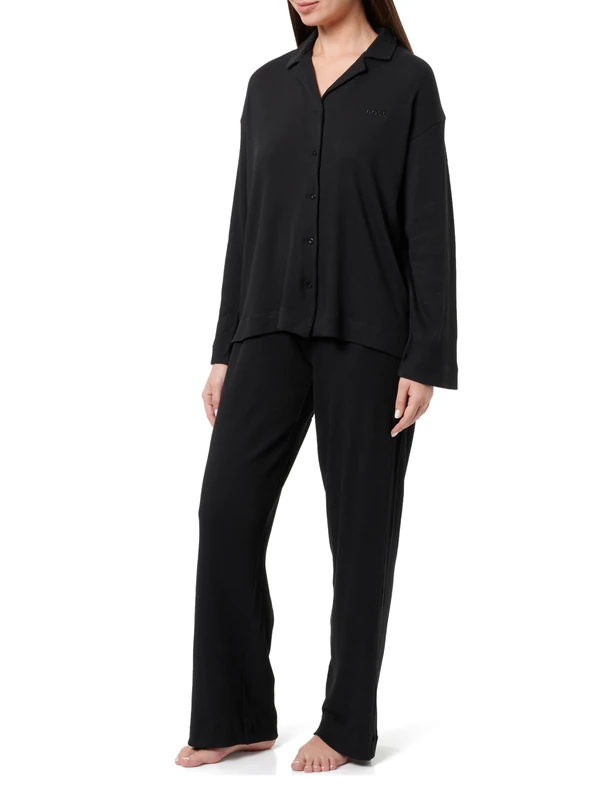 BOSS Women's Clear_Long Set Pyjama_Set, Black1, XXL