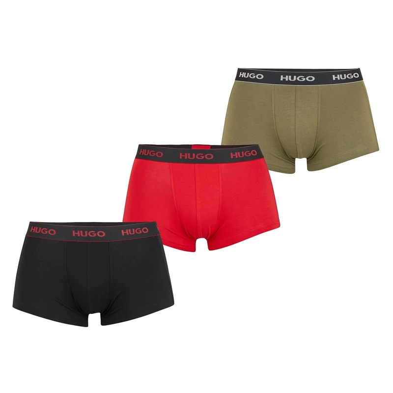 HUGO Mens Pack Boxer Shorts Red/Green/Black L