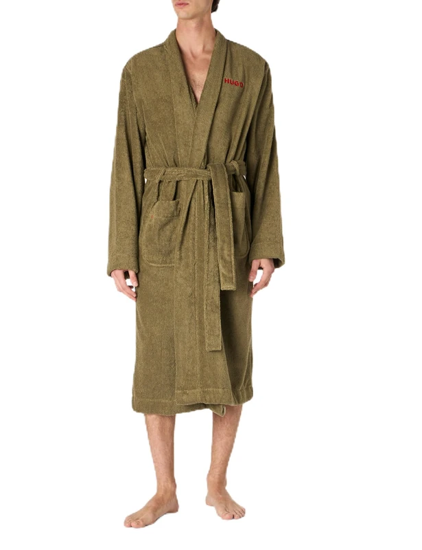 Hugo Men's Terry Gown Dressing_Gown, Open Green345, S