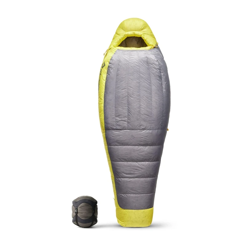 Sea to Summit - Spark Women's Ultralight Down Sleeping Bag Regular (-9°C) - Mummy Shaped - Full Length - 850+ Loft Ultra-Dry Down - 3 Season - For Backpacking - Grey & Yellow - 930g