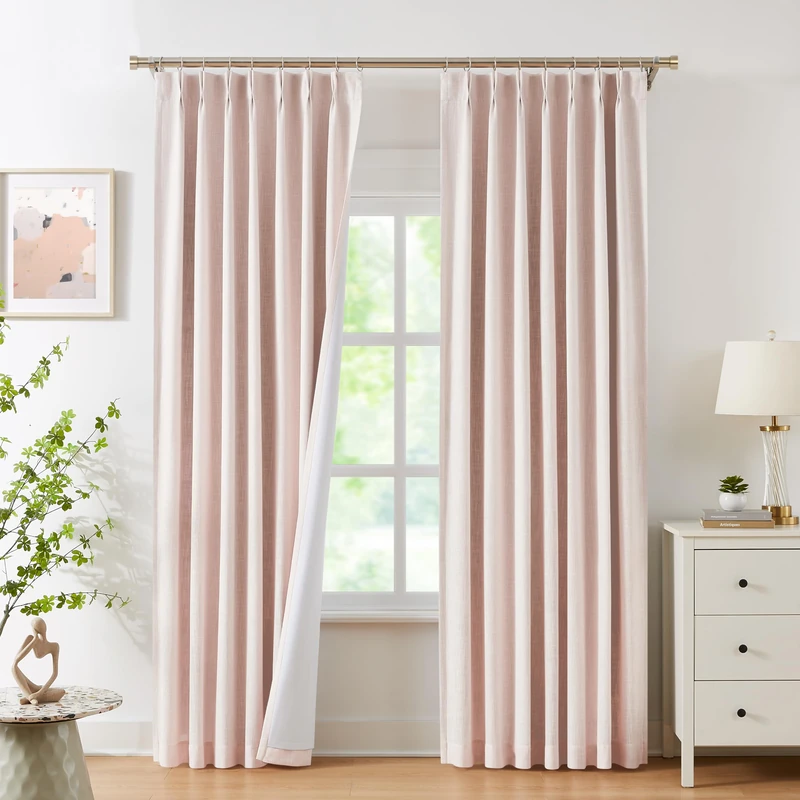 WEST LAKE Pink Full Blackout Curtains with 100 Room Darkening Liners