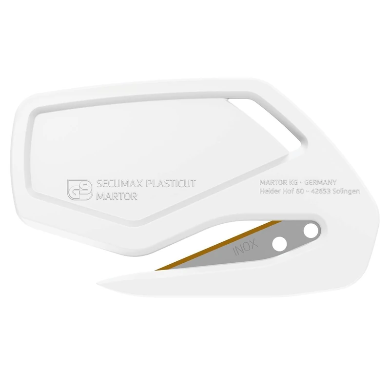 MARTOR SECUMAX PLASTICUT Safety Knife/foil Cutters, Disposable Knife Without Blade Changing, Ergonomic - Stainless TiN-Coated Blade, Safe Cutting Edge for foil and Paper, 100 Pieces