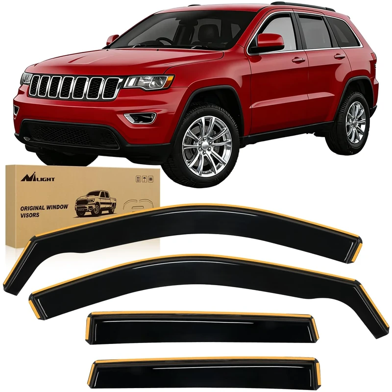 Nilight in Channel Rain Guards for Jeep Grand Cherokee 2011 2012 2013 2014 2015 2016 2017 2018 2019 2020 Vent Window Visors-4pcs
