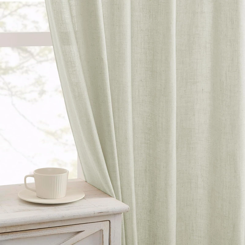 Joydeco Linen Curtains 72 Inches Long 2 Panel Sets,Light Filtreing Curtains for Bedroom 52 Inche Wide, Living Room Drapes with Rod Pockets Back Tab(W52 x L72 Inch, Oatmeal)