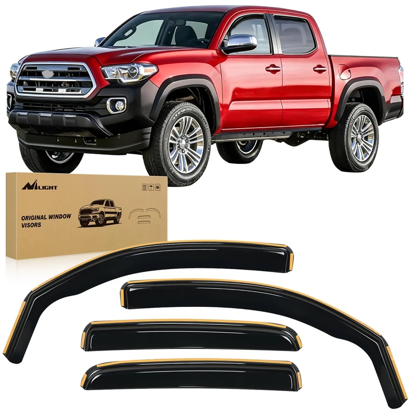 Nilight Durable Rain Guards for Toyota Tacoma Double Cab 2016 2017 2018 2019 2020 2021 2022 2023 Window Deflectors, Vent Window Visors, 4 Pieces
