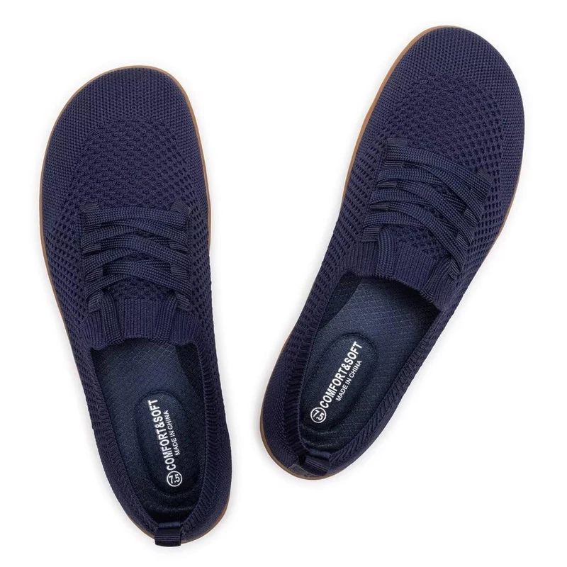 Frank Mully Wide Toe Box Flat Shoes for Women Flats, Navy, 6.5 UK