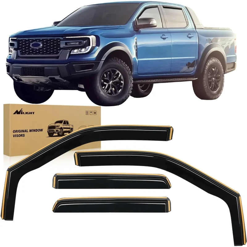 Nilight Durable Rain Guards for Ford F150 SuperCrew/SVT Raptor SuperCrew 2009 2010 2011 2012 2013 2014 Vent Window Visors-4pcs