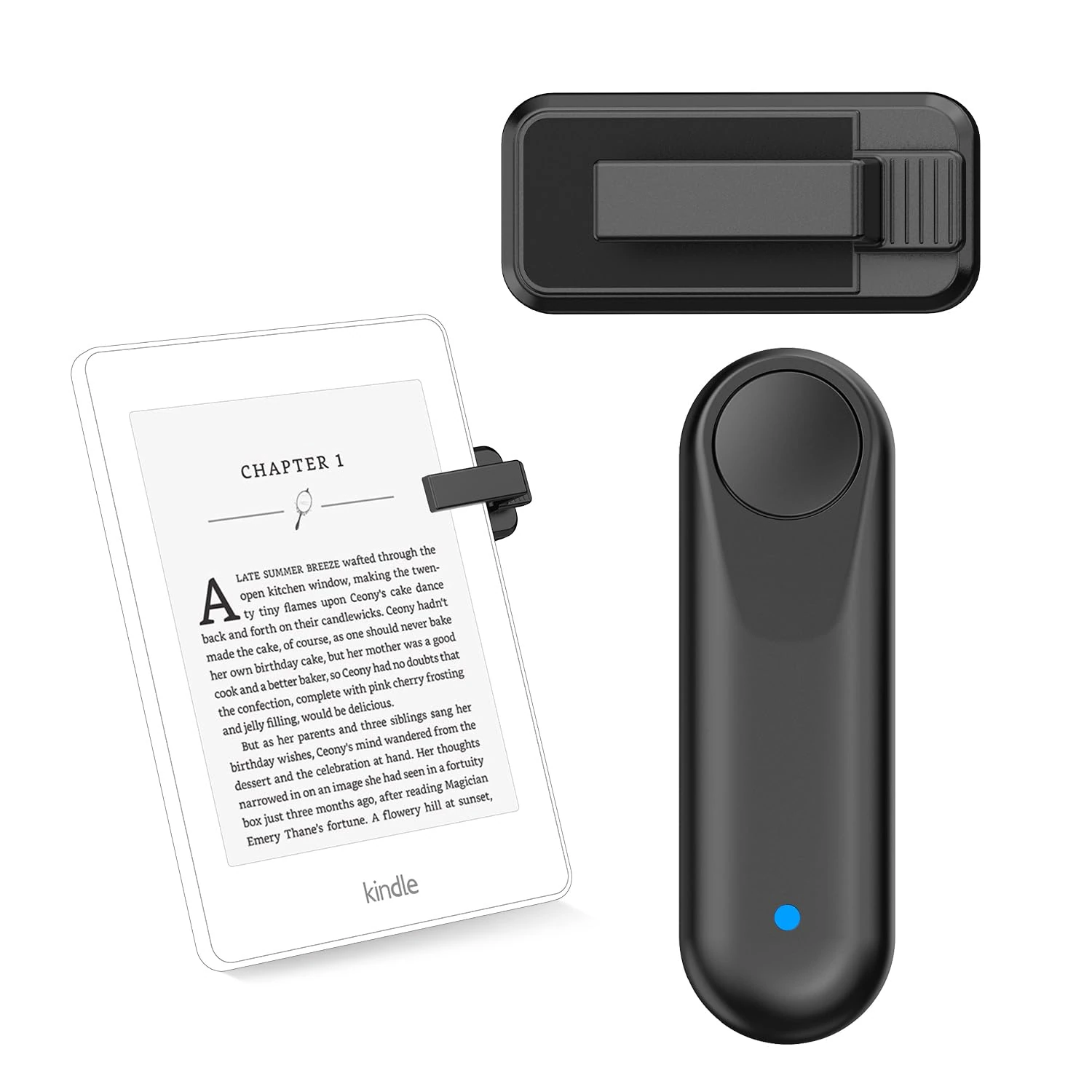 Inncarvs RF Remote Control Page Turner for Kindle Paperwhite, Camera Remote Shutter Selfie Controller, for iPad iPhone Android Tablets E-Book Reading Novels, Black