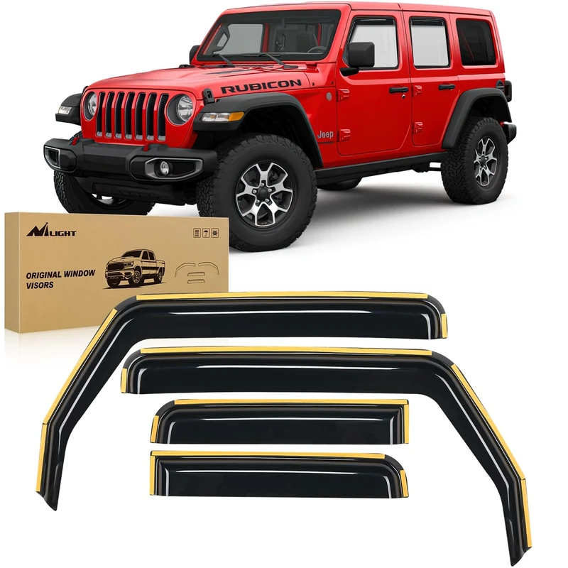 Nilight Window Visor Compatible with Jeep Wrangler JL/Jeep Gladiator 2018 2019 2020 2021 2022 2023 2024 Vent Window Visors, Rain Guards Acrylic-4pcs