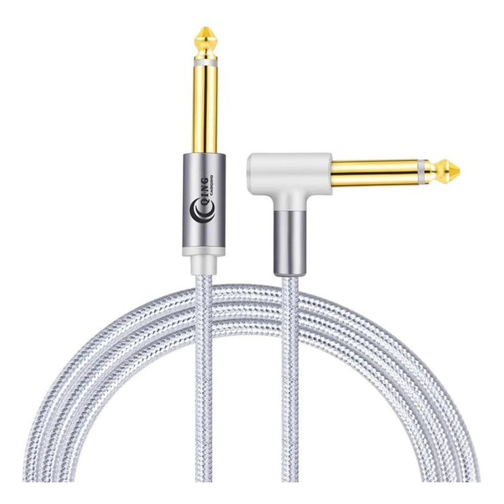 Jack audio cable Guitar Lead cable 6.35mm 1/4" Jack Nylon Braided Guitar Instrument Cable for Electric Guitar Bass Keyboard Mandolin Mixing Desks Audio jack cable (Color : Gris, Size : 5m)