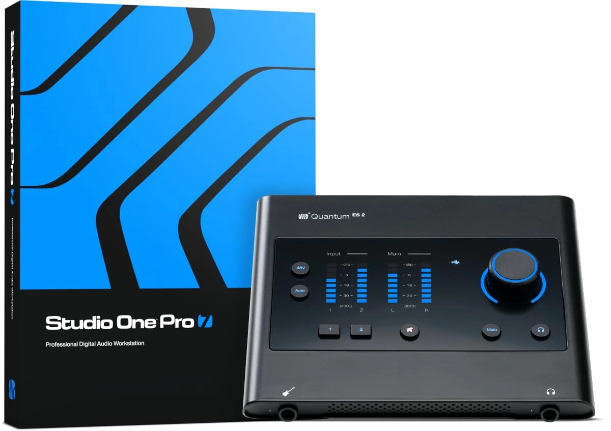 PreSonus Quantum ES 2 USB-C Audio Interface, 2x2, with Auto Gain, instrument input co-developed with Fender, and 6-Month Studio One+ Membership Included