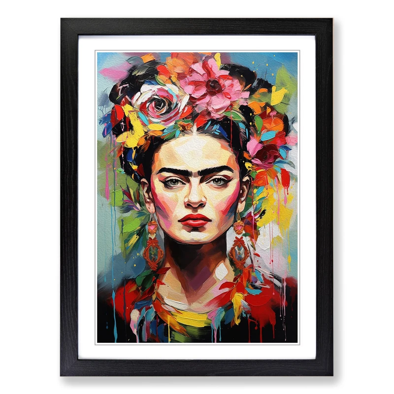 Frida Kahlo Expressionism Framed Print | A2 Black Framed Wall Art | Ready to Hang | Eclectic Historical Picture | Living Room Bedroom Lounge Office - Image 1