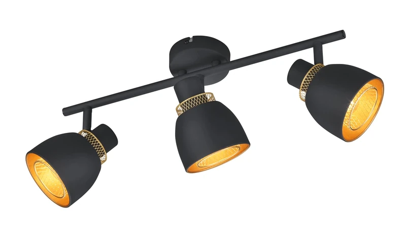 RL LIVE YOUR LIGHT Reality Spot Bar Punch R80813032, metal matt black/gold, without 3X E14 - Image 1
