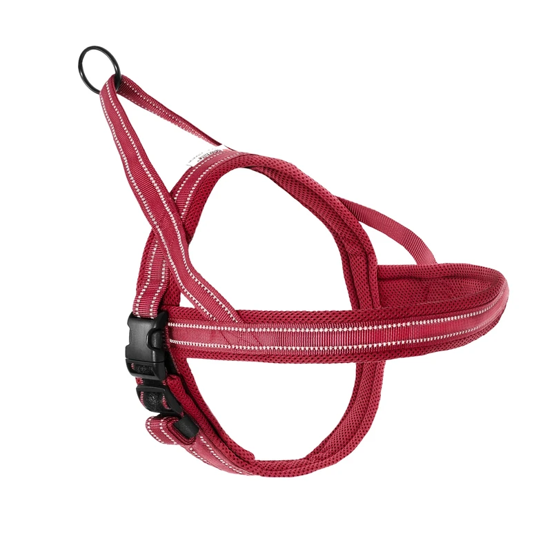 Record Dolomiti Dog Harness Woven Nylon with 3M ScotchLite Reflective Bands, Red, Size M, 62-72 cm
