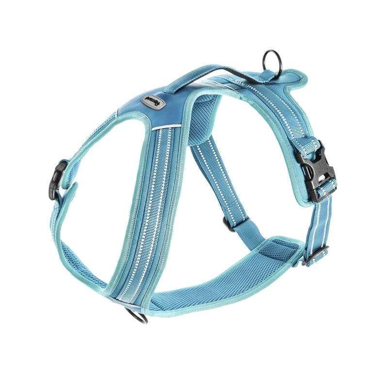 Record - Action Alps Dog Harness - Blue - Size L - Material: Nylon Braided with Reflective Bands 3M ScotchLite - Circumference 70-95 cm