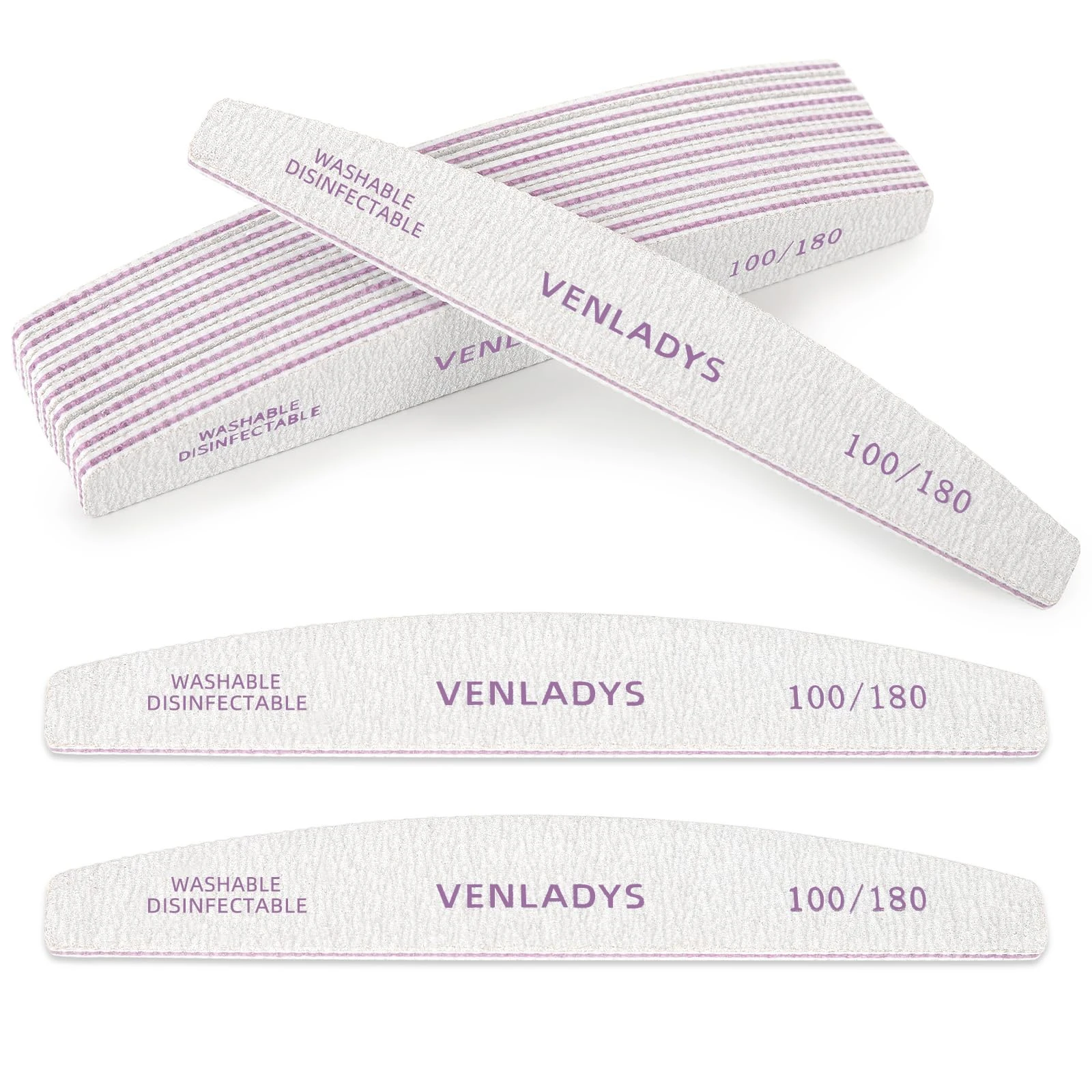 12 Pack Extra-Thick Professional Nail Files – Heavy-Duty Emery Boards, 100/180 Grit for Home & Salon Use – Sturdy, Washable & Long-Lasting – Double-Sided Manicure & Pedicure Tools