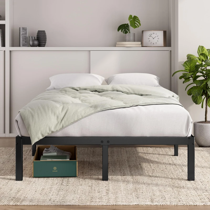 Zinus Elias Metal Platform Bed Frame 36cm High Headboard Compatible Steel Support Easy Assembly